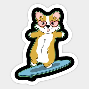 Corgi Surfer Sticker